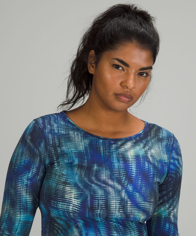 Camisa Lululemon Wunder Train Cropped Long Sleeve Shirt Mujer Azules Multicolor | 68103-TNUJ