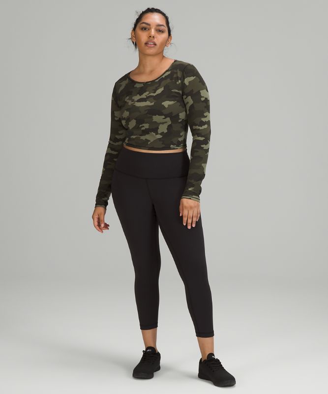 Camisa Lululemon Wunder Train Cropped Long Sleeve Shirt Mujer Camuflados Verde Oliva Multicolor | 36019-WKRI