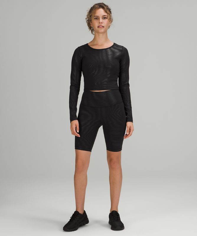 Camisa Lululemon Wunder Train Cropped Long Sleeve Shirt Foil Mujer Negros | 59072-RGWV