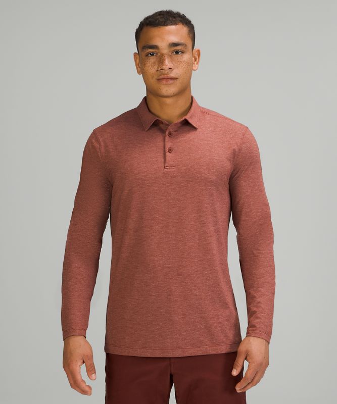 Camisa Polo Lululemon Evolution Long Sleeve Hombre Marrom | 37408-GBPE