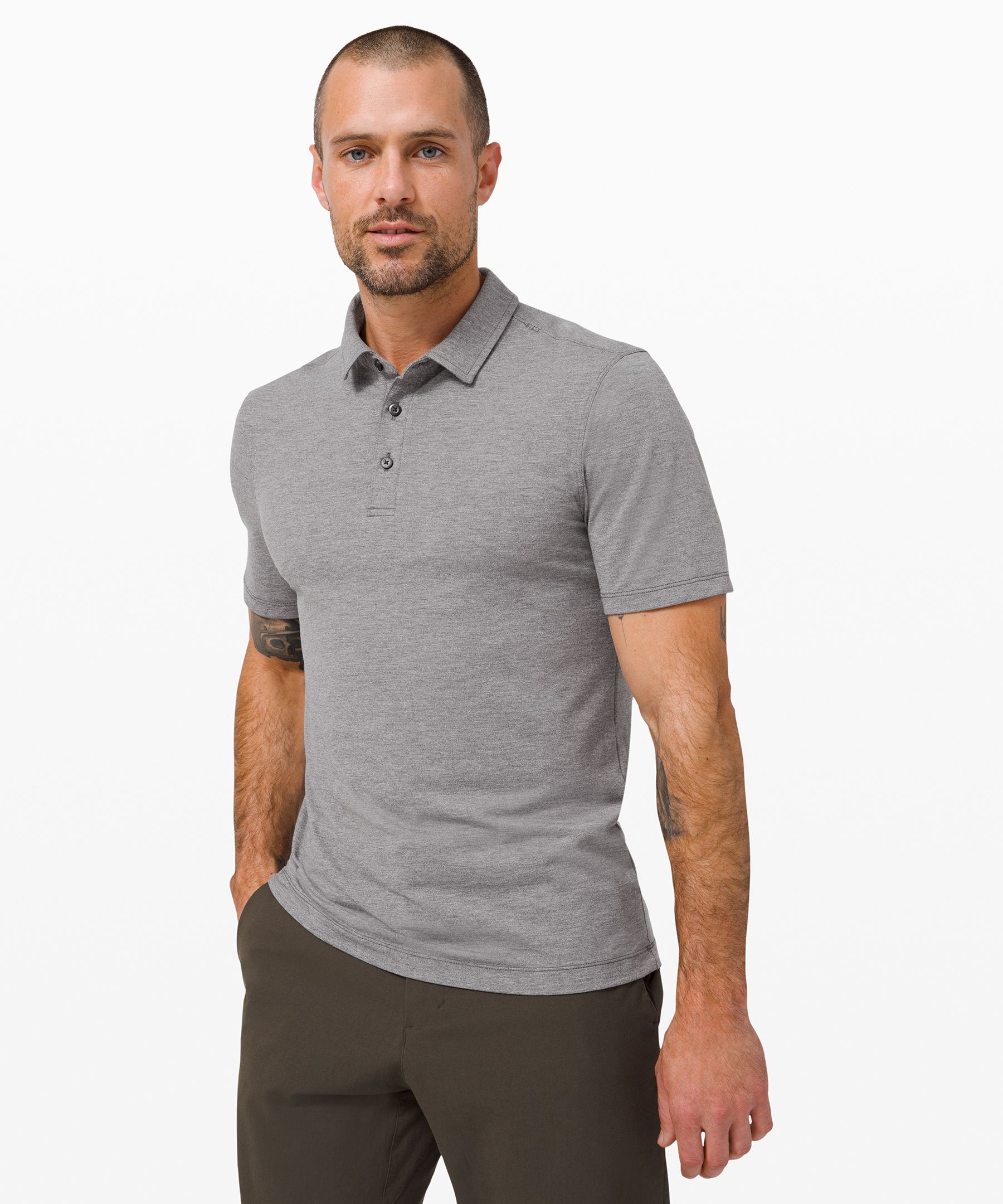 Camisa Polo Lululemon Evolution Short Sleeve Hombre Negros | 42309-FMBV