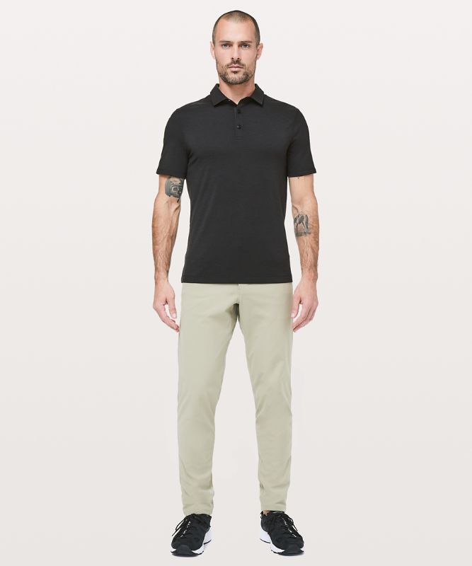 Camisa Polo Lululemon Evolution Short Sleeve Hombre Negros | 31047-MEIT