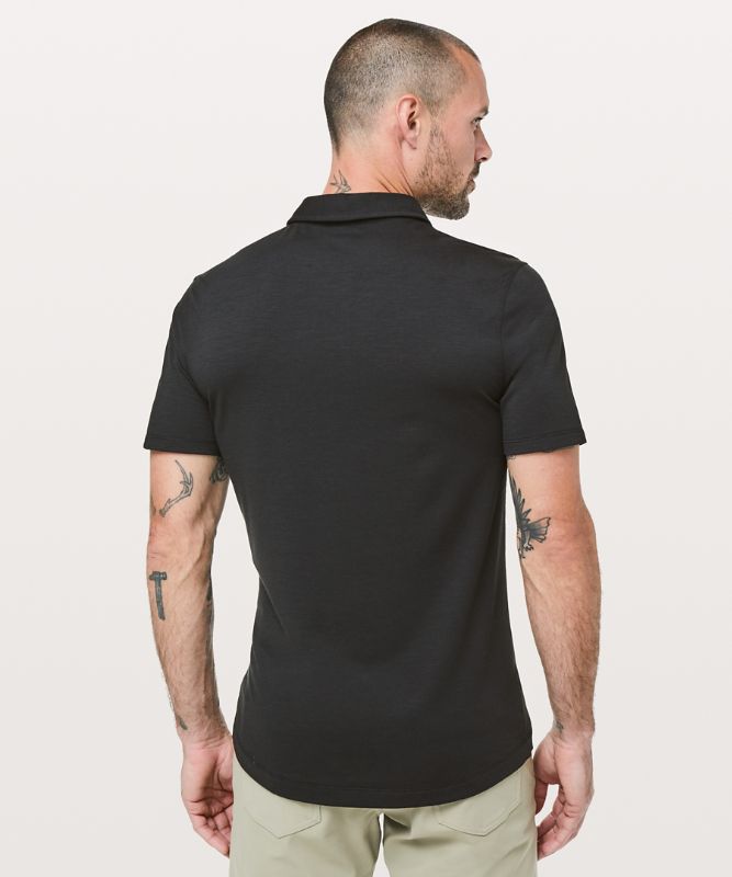 Camisa Polo Lululemon Evolution Short Sleeve Hombre Negros | 31047-MEIT