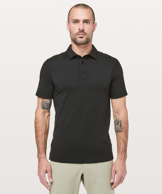 Camisa Polo Lululemon Evolution Short Sleeve Hombre Negros | 31047-MEIT