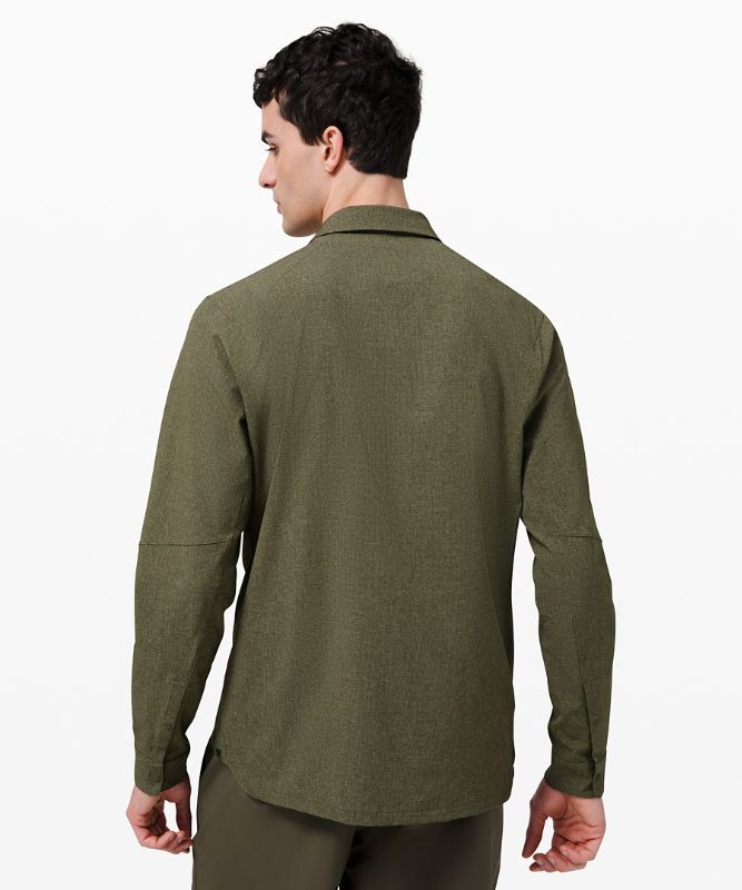 Camisas Lululemon Airing Easy Overshirt Ventlight Mesh Hombre Verde Oliva | 74850-DHWO