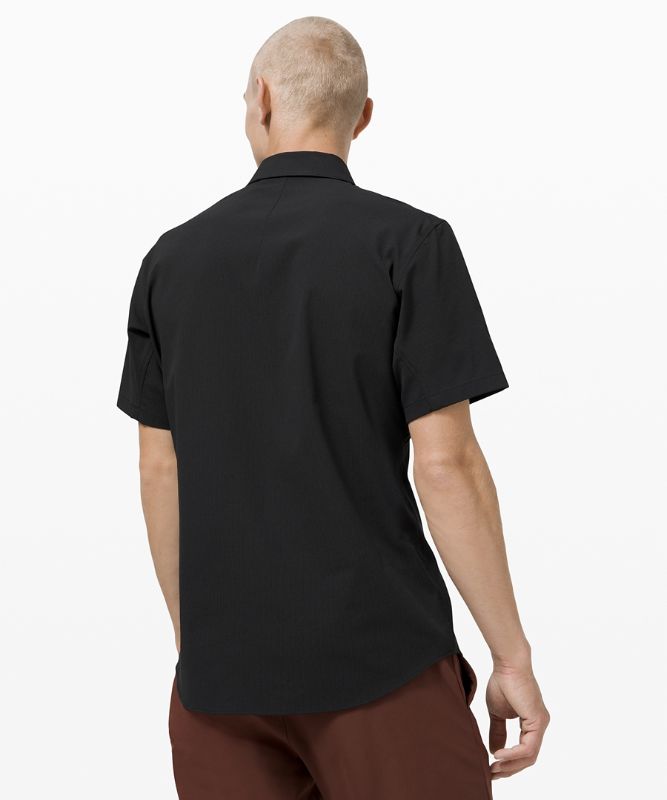 Camisas Lululemon Airing Easy Short Sleeve Shirt Ventlight™ Mesh Hombre Negros | 52678-WMPD