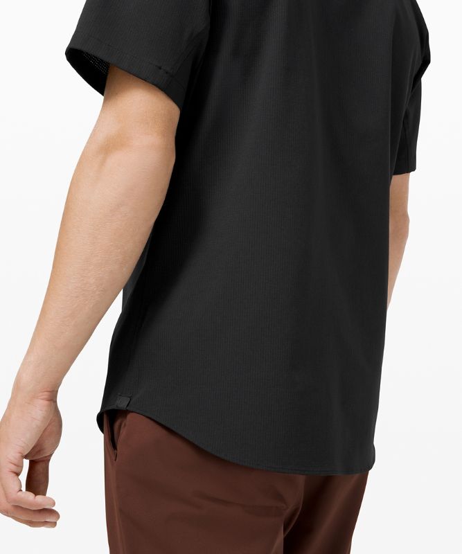 Camisas Lululemon Airing Easy Short Sleeve Shirt Ventlight™ Mesh Hombre Negros | 52678-WMPD