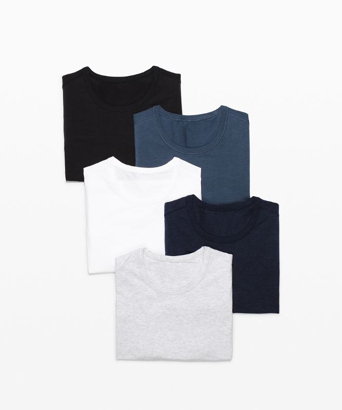 Camiseta Lululemon 5 Year Basic 5 Pack Online Only Hombre Negros Azules Grises Claro Blancos Azul Marino | 85627-RJHF