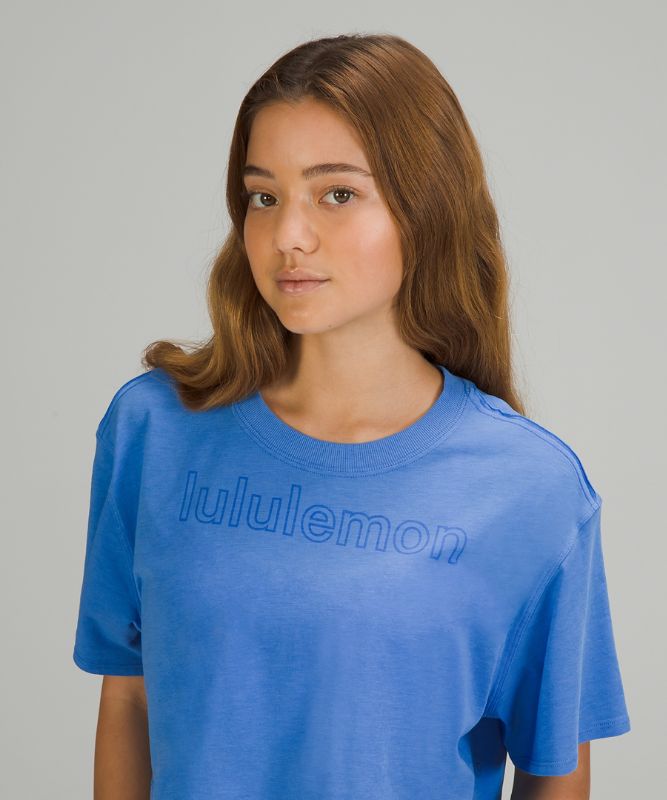 Camiseta Lululemon All Yours Cropped Graphic Mujer Azules | 43871-ELNW