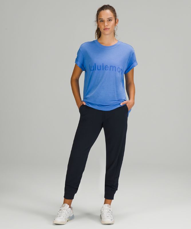 Camiseta Lululemon All Yours Graphic Short Sleeve lululemon Mujer Azules | 73920-RNCY