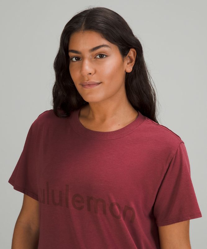 Camiseta Lululemon All Yours Graphic Short Sleeve lululemon Mujer Mulled Wine | 34197-ANHB