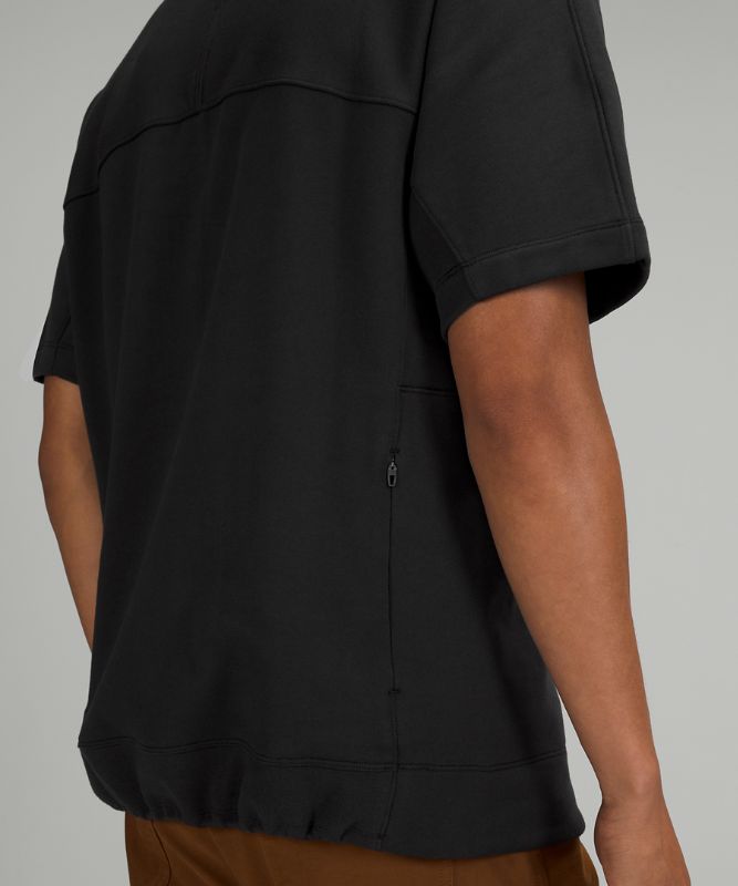 Camiseta Lululemon French Terry Oversized Short Sleeve Crew Hombre Negros | 82593-XDAB