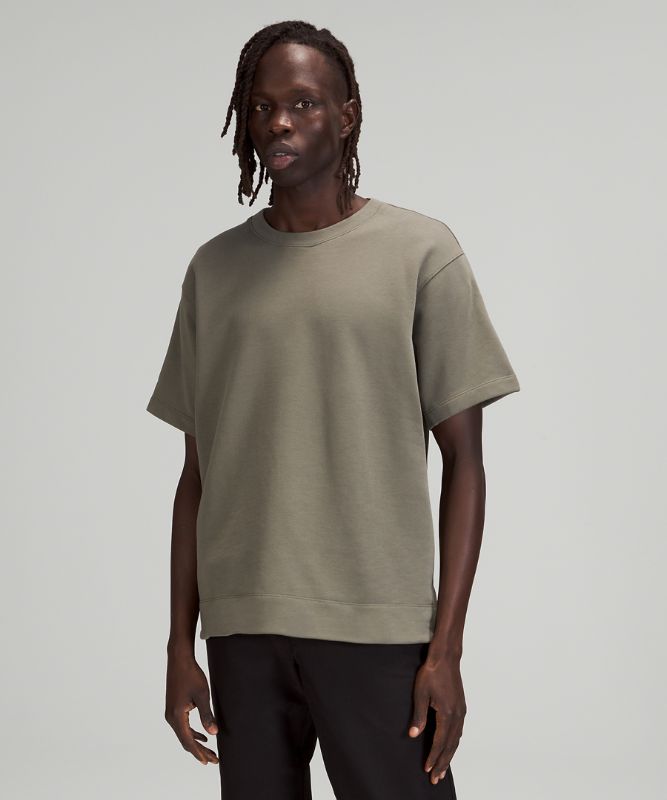 Camiseta Lululemon French Terry Oversized Short Sleeve Crew Hombre Grises Verde Oliva | 61528-BOTV