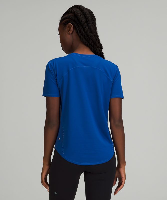 Camiseta Lululemon High Neck Running and Training Short Sleeve Mujer Azules | 93861-ULRK