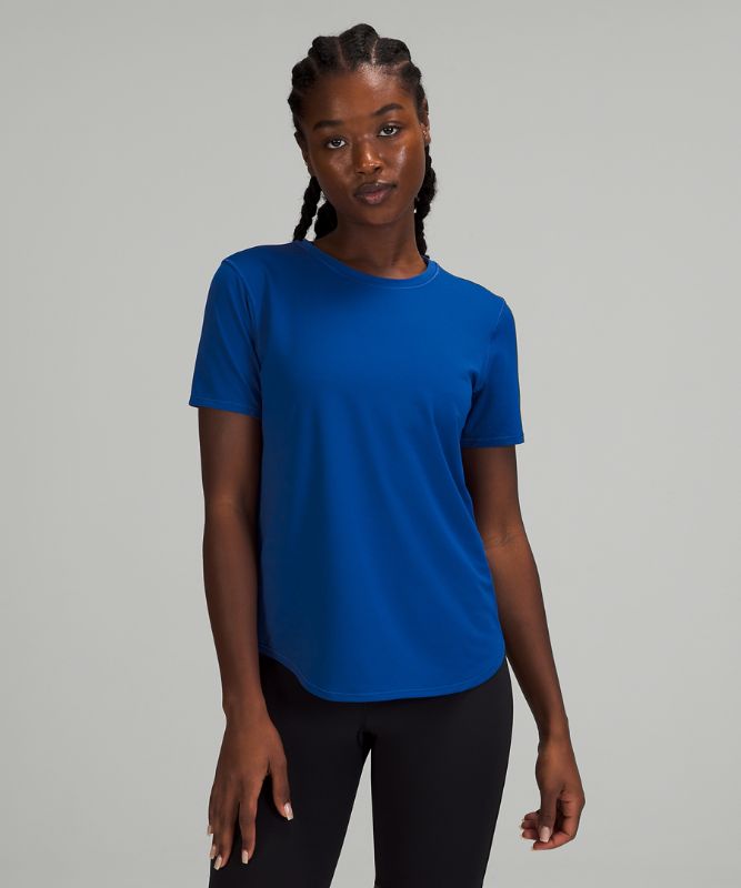 Camiseta Lululemon High Neck Running and Training Short Sleeve Mujer Azules | 93861-ULRK