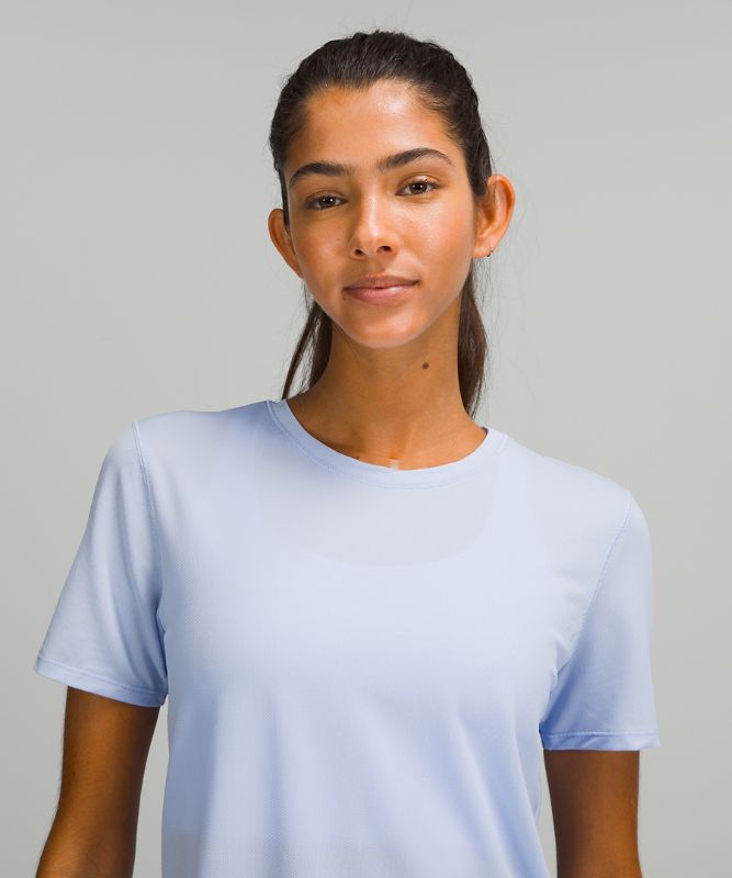 Camiseta Lululemon High Neck Running and Training Short Sleeve Mujer Azules Beige | 40372-SYKI