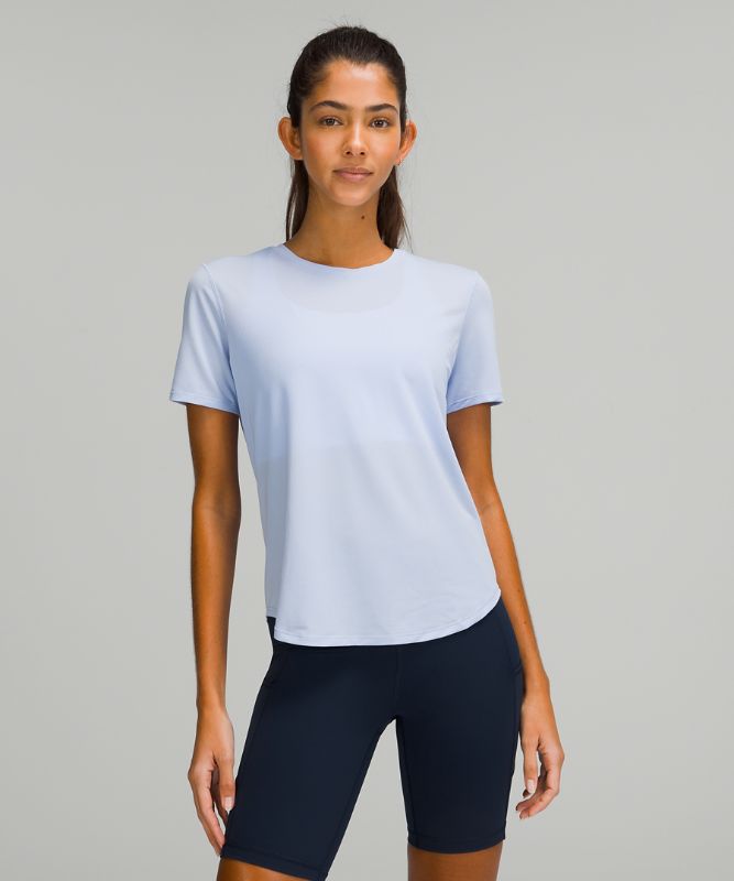 Camiseta Lululemon High Neck Running and Training Short Sleeve Mujer Azules Beige | 40372-SYKI