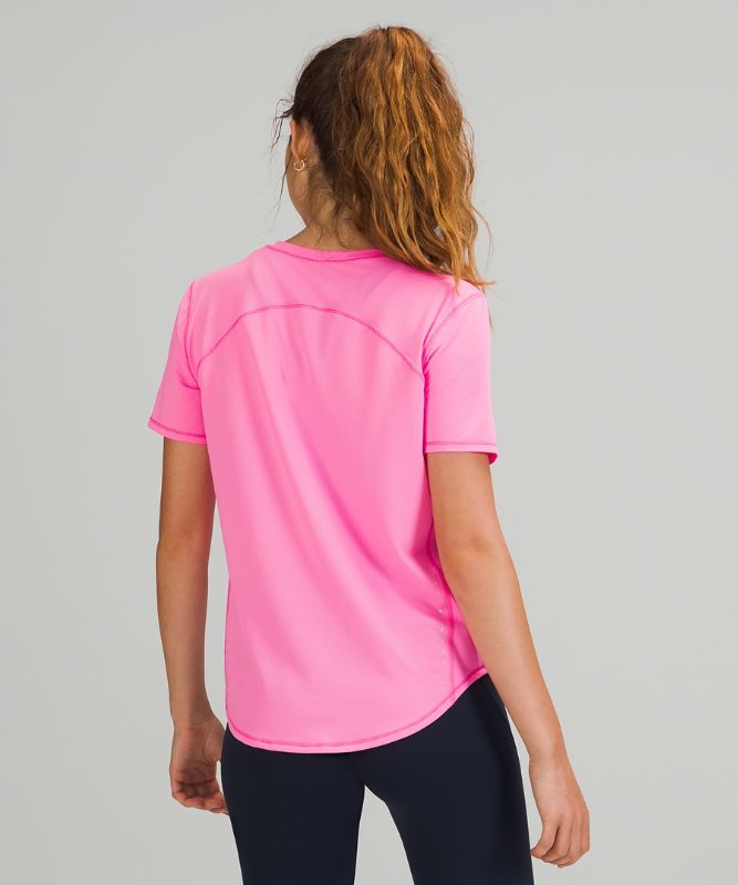 Camiseta Lululemon High Neck Running and Training Short Sleeve Mujer Rosas Azules | 37265-LGYS