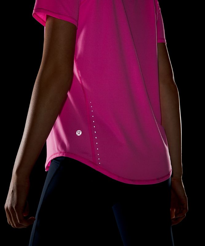 Camiseta Lululemon High Neck Running and Training Short Sleeve Mujer Rosas Azules | 37265-LGYS