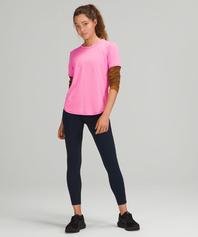 Camiseta Lululemon High Neck Running and Training Short Sleeve Mujer Rosas Azules | 37265-LGYS