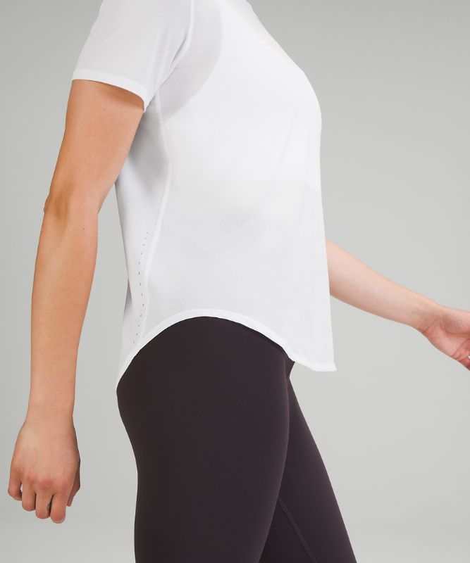 Camiseta Lululemon High Neck Running and Training Short Sleeve Mujer Blancos | 46718-REAH