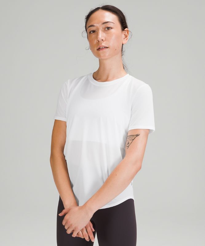 Camiseta Lululemon High Neck Running and Training Short Sleeve Mujer Blancos | 46718-REAH