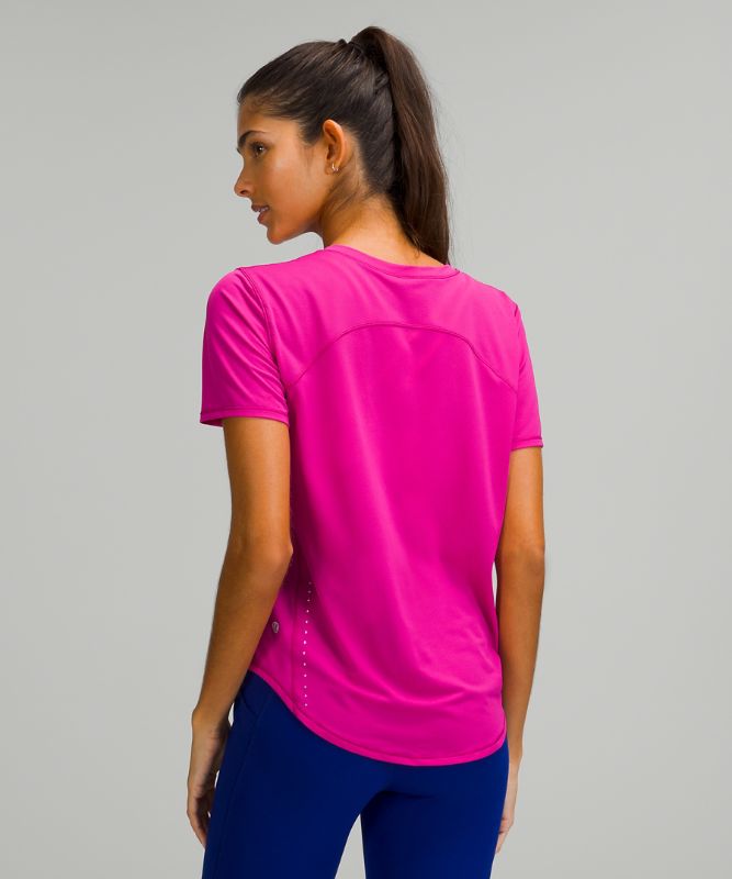 Camiseta Lululemon High Neck Running and Training Short Sleeve Mujer Ripened Raspberry | 96531-PZLK