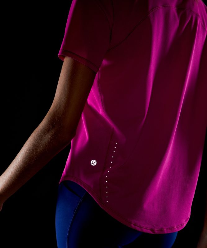 Camiseta Lululemon High Neck Running and Training Short Sleeve Mujer Ripened Raspberry | 96531-PZLK