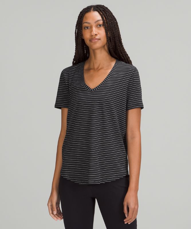 Camiseta Lululemon Love V-Neck Mujer Negros Blancos | 89045-HOJF