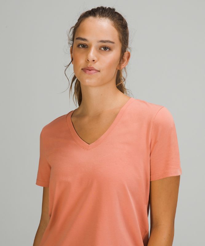 Camiseta Lululemon Love V-Neck Mujer Rosas | 74132-MRFE