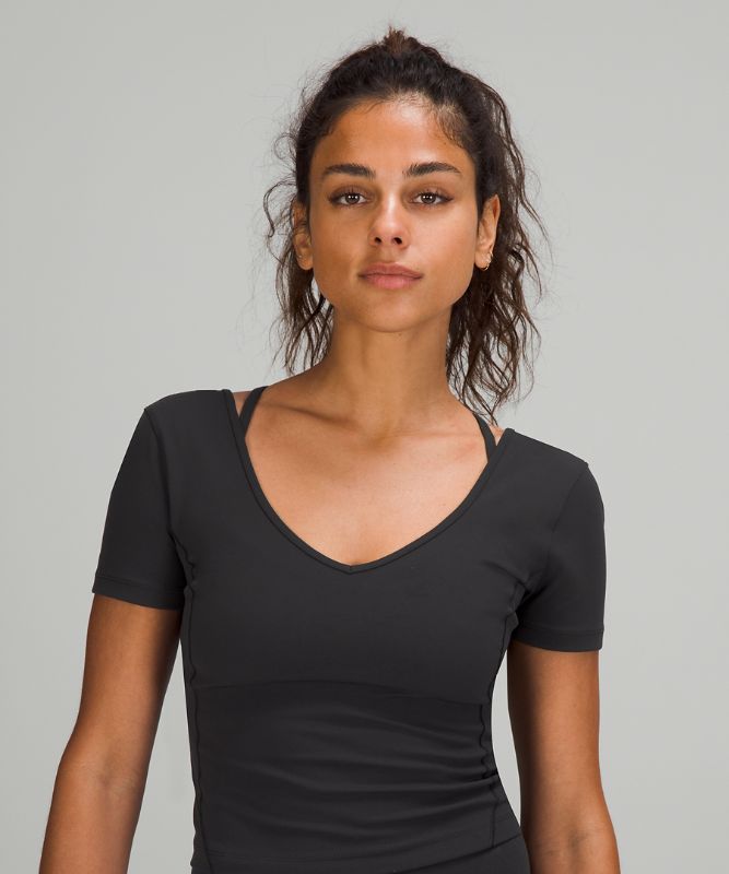 Camiseta Lululemon SKU:LW3FBMS Mujer Negros | 10493-VOEN