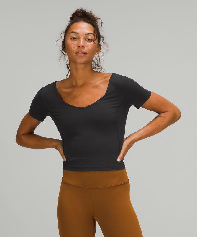 Camiseta Lululemon lululemon Align™ Cropped Mujer Negros | 43028-MQUA