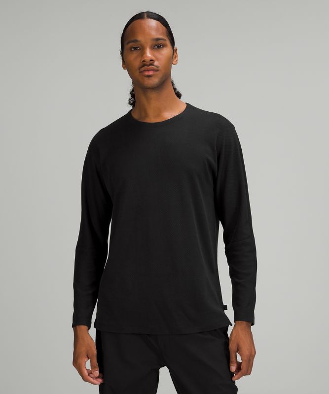 Camiseta Lululemon lululemon lab Jacquard Long Sleeve Hombre Negros | 29534-SJWO