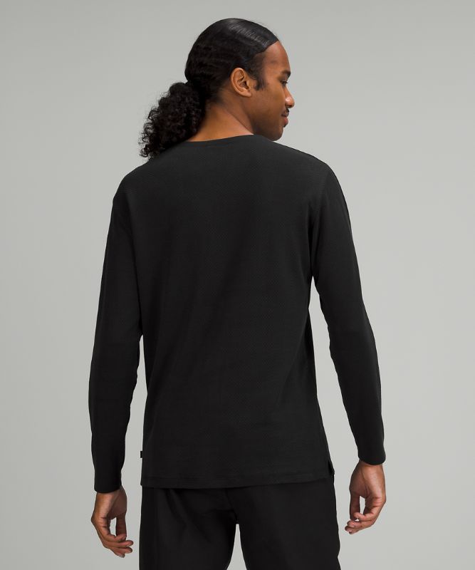 Camiseta Lululemon lululemon lab Jacquard Long Sleeve Hombre Negros | 29534-SJWO