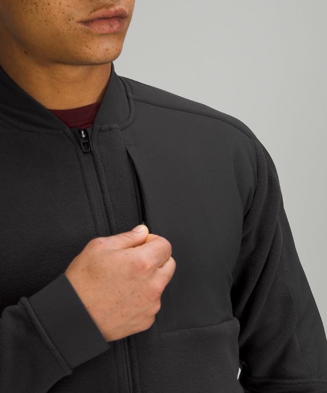 Chamarras Lululemon Thick Fleece Bomber Hombre Negros | 53407-HPSN