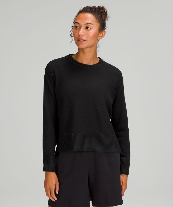 Jerséis Lululemon Cashlu Boxy Crewneck Sweater Online Only Mujer Negros | 13965-YOVM