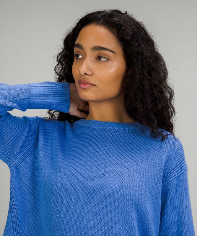 Jerséis Lululemon Cashlu Boxy Crewneck Sweater Online Only Mujer Azules | 30157-REWD