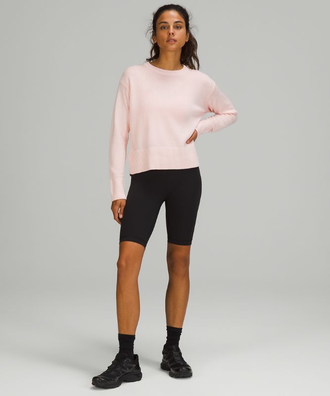 Jerséis Lululemon Cashlu Boxy Crewneck Sweater Online Only Mujer Rosas Blancos | 97521-VOIL