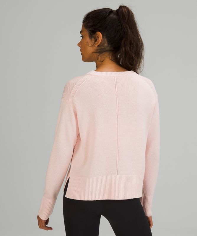 Jerséis Lululemon Cashlu Boxy Crewneck Sweater Online Only Mujer Rosas Blancos | 97521-VOIL