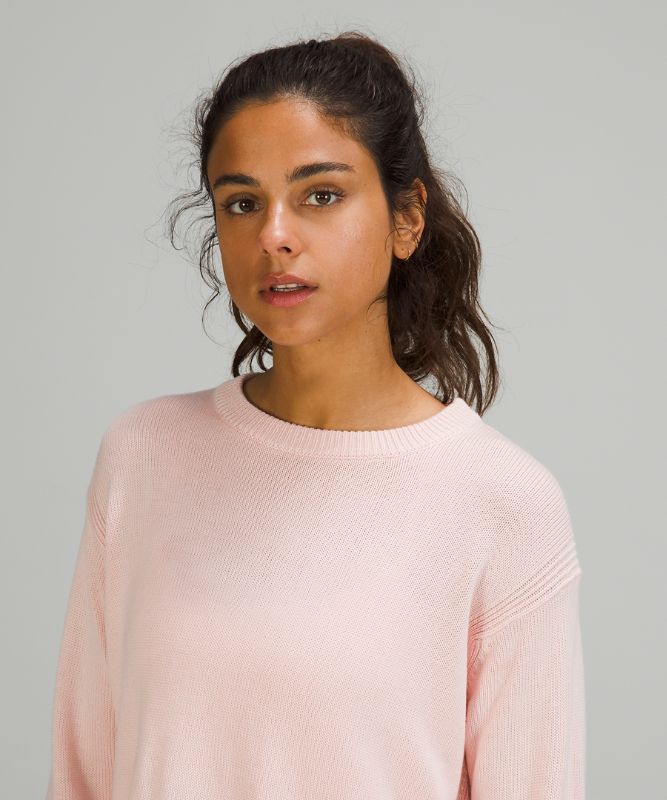 Jerséis Lululemon Cashlu Boxy Crewneck Sweater Online Only Mujer Rosas Blancos | 97521-VOIL