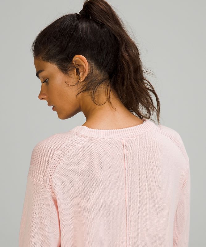 Jerséis Lululemon Cashlu Boxy Crewneck Sweater Online Only Mujer Rosas Blancos | 97521-VOIL