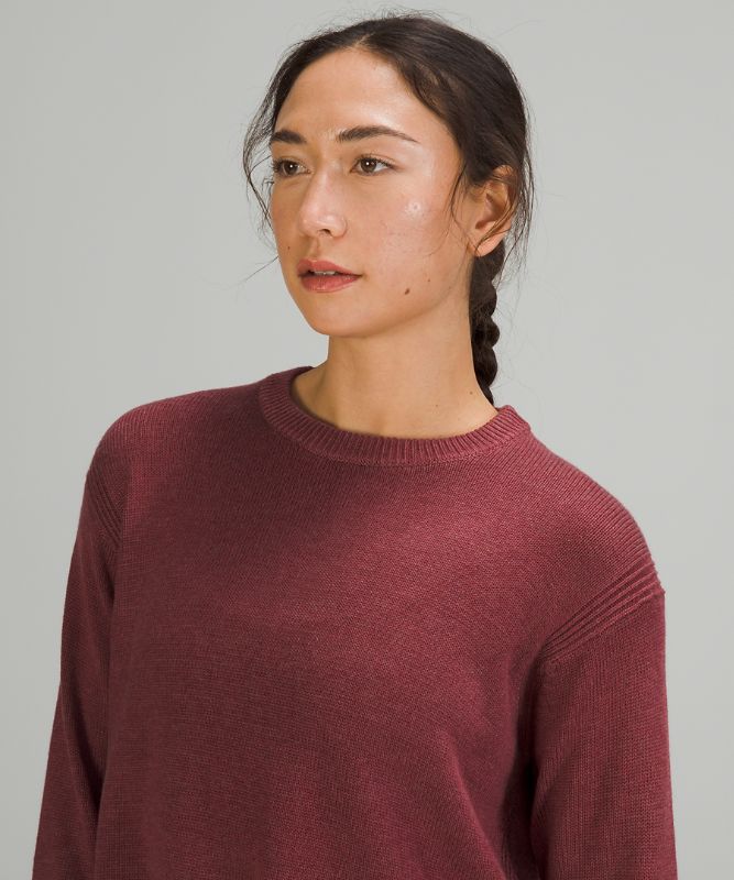 Jerséis Lululemon Cashlu Boxy Crewneck Sweater Online Only Mujer Heathered Mulled Wine | 08916-ZKTM