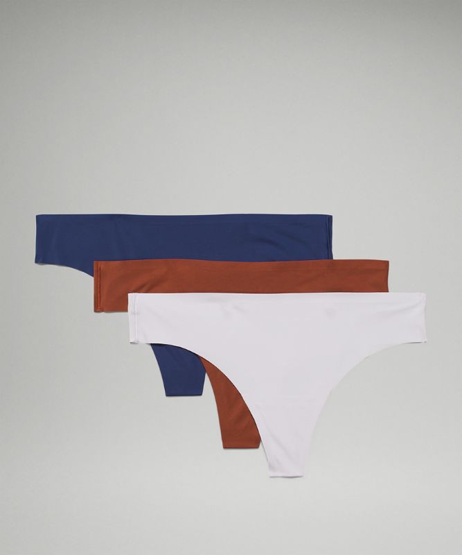 Ropa Interior Lululemon InvisiWear Mid-Rise Thong Underwear 3 Pack Mujer Marrom | 90157-BSRO