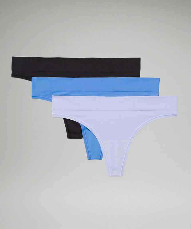 Ropa Interior Lululemon Seamless Mid-Rise Thong Underwear 3 Pack Mujer Negros Azules Lavanda | 56970-JQVW