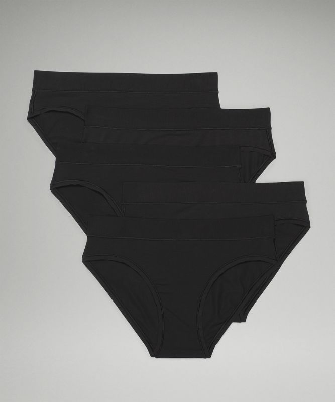 Ropa Interior Lululemon UnderEase Mid-Rise Bikini Underwear 5 Pack Mujer Negros | 24608-PCOL