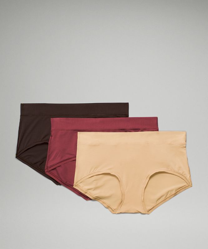 Ropa Interior Lululemon UnderEase Mid-Rise Boyshort Underwear 3 Pack Mujer Marrom | 76501-LMOP