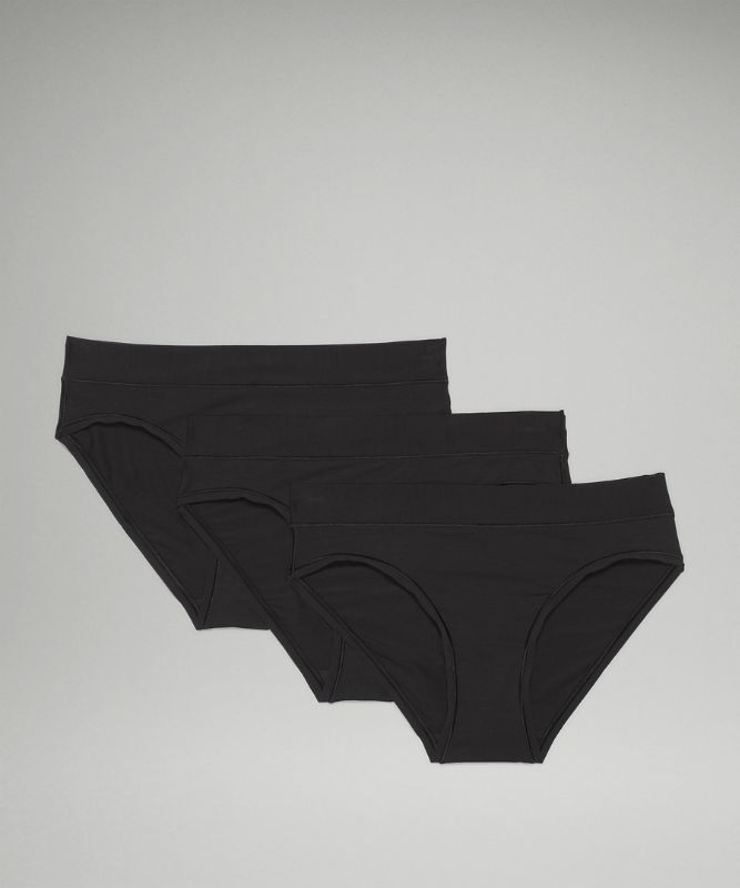 Ropa Interior Lululemon UnderEase Mid Rise Bikini Underwear 3 Pack Mujer Negros | 56210-SKDC