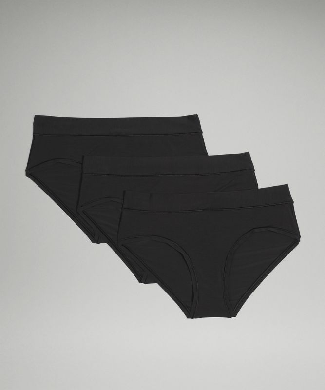 Ropa Interior Lululemon UnderEase Mid Rise Hipster Underwear 3 Pack Mujer Negros | 73950-HTBN