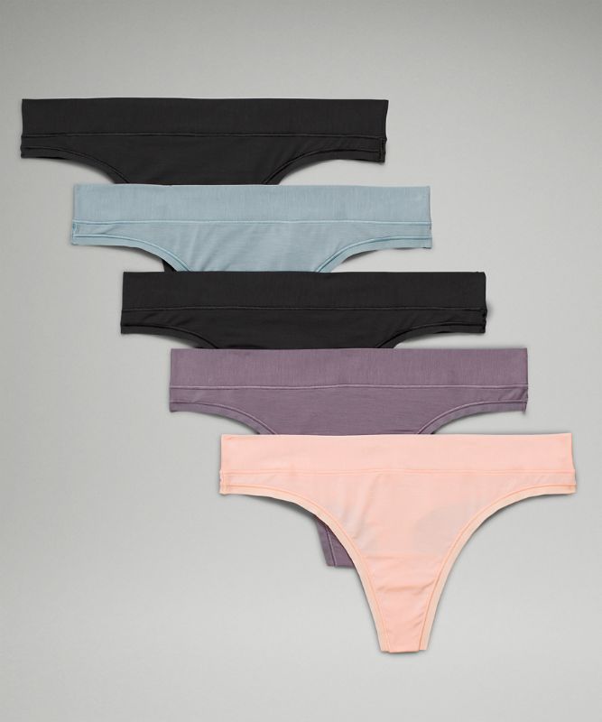 Ropa Interior Lululemon UnderEase Thong 5P Mujer Negros Negros Lavanda Azules Rosas Blancos | 13547-GQEF