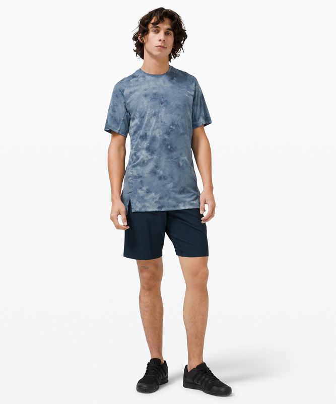 Short Lululemon Always Agile Short Sleeve Spray Dye Hombre Azul Marino | 07354-FUPG